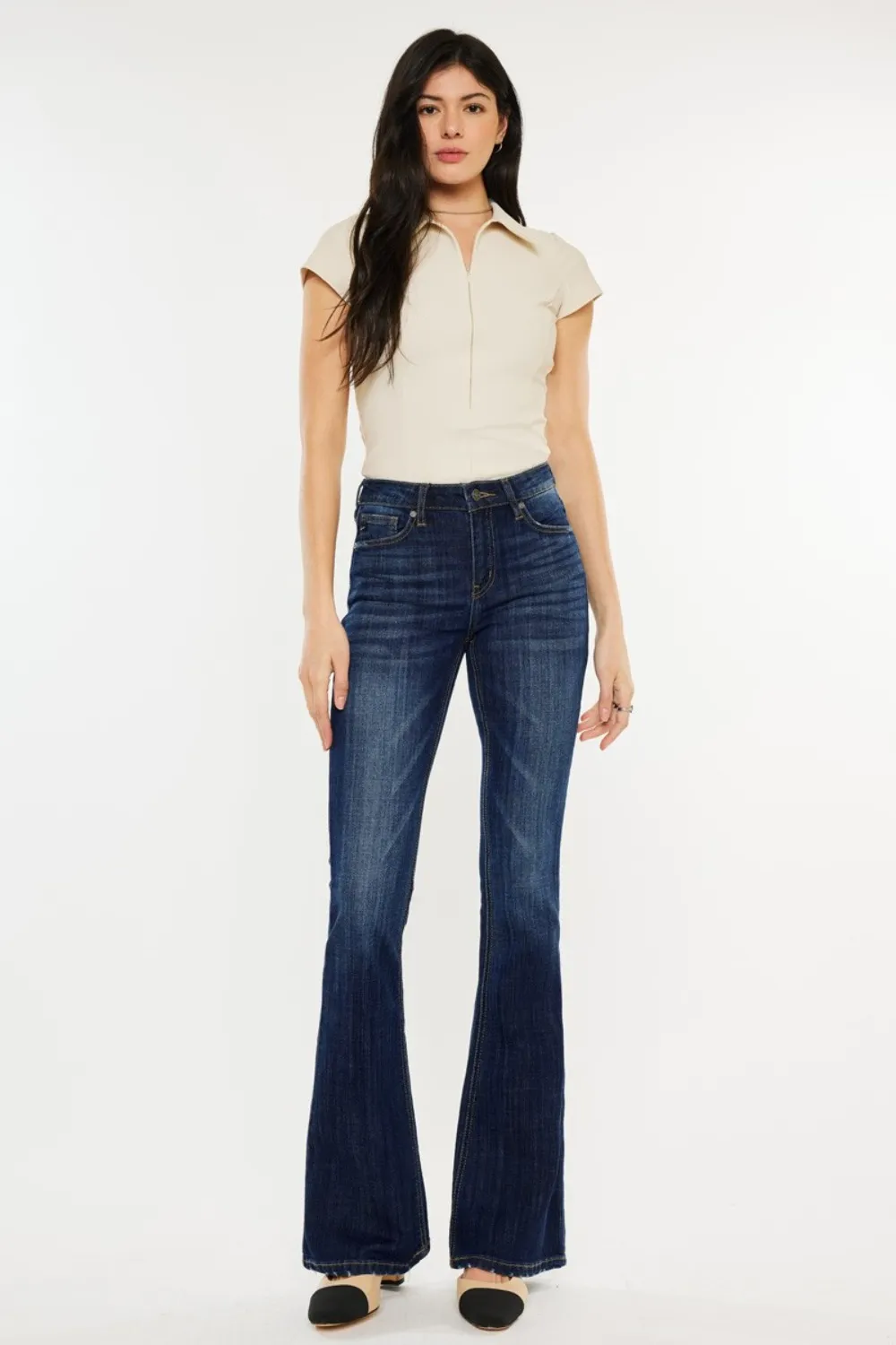 Full Size Mid Rise Slim Flare Jeans, image 10