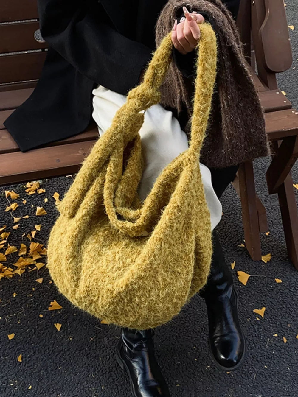 Fuzzy Solid Color Crossbody Bag, image 7