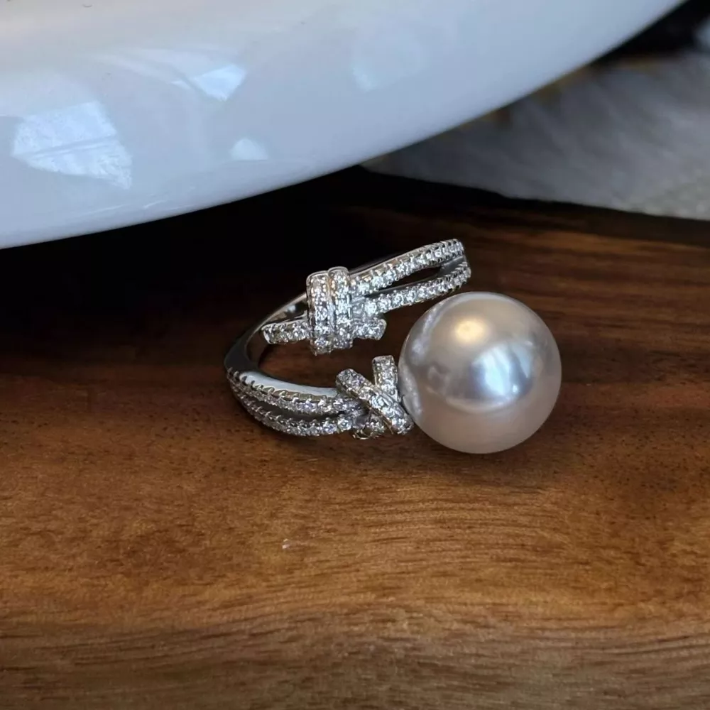 Pearl Zircon Bypass Ring, image 4