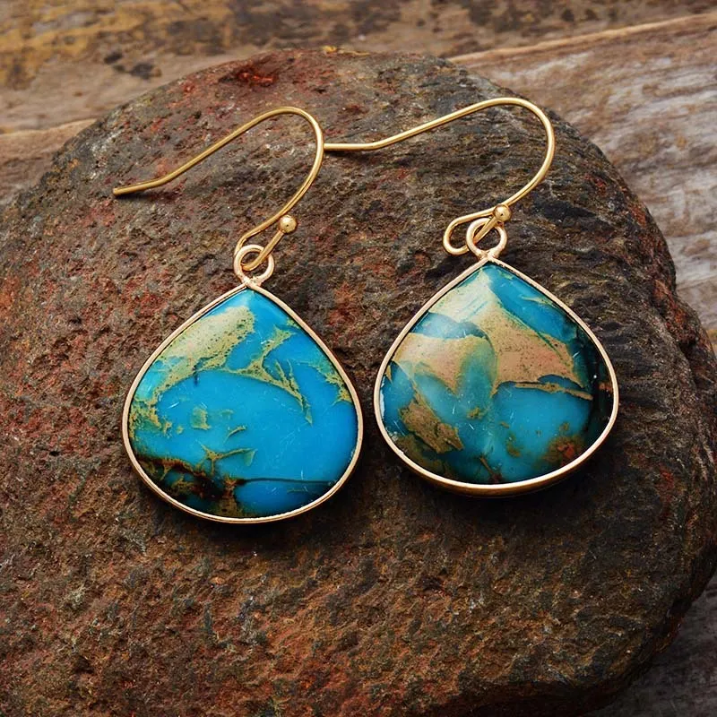 18K Gold-Plated Natural Stone Earrings, image 3