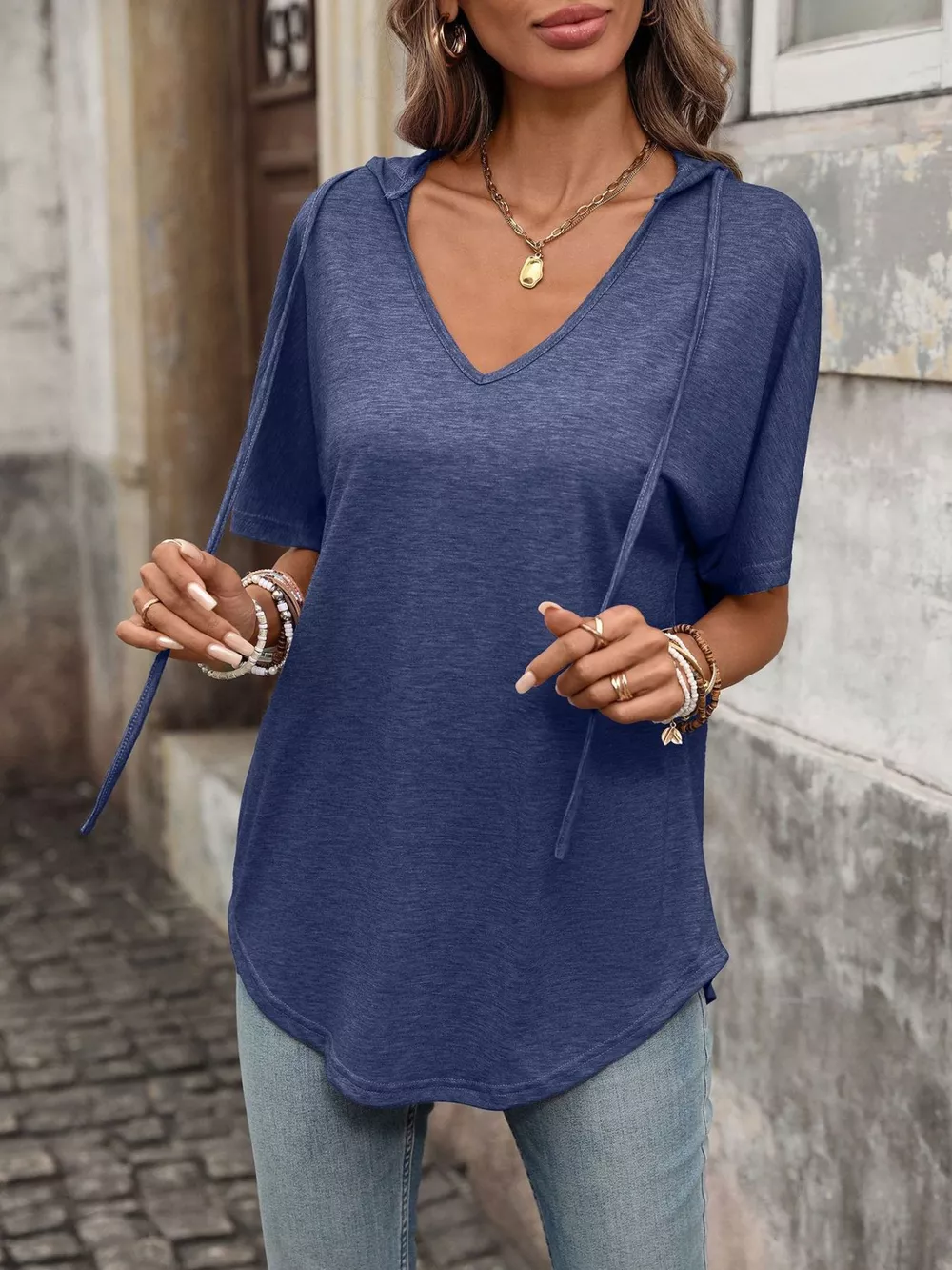 Casual Short Sleeve Hooded T-Shirt, image 23