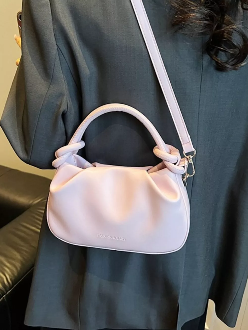 Knot Handle Ruched Crossbody Bag, image 5