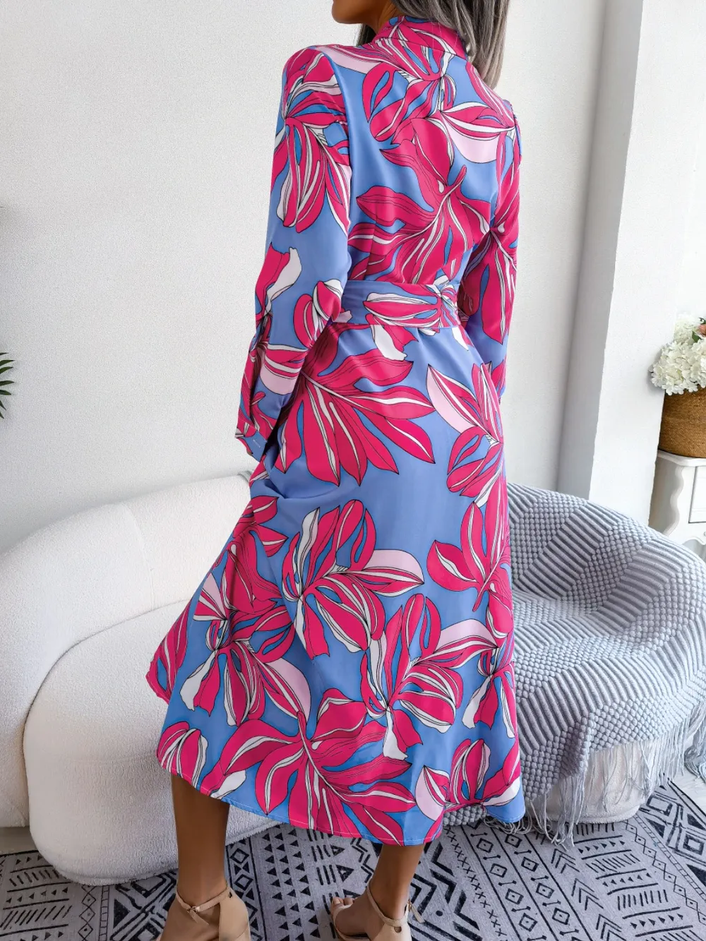 Tied Button Up Long Sleeve Dress, image 16