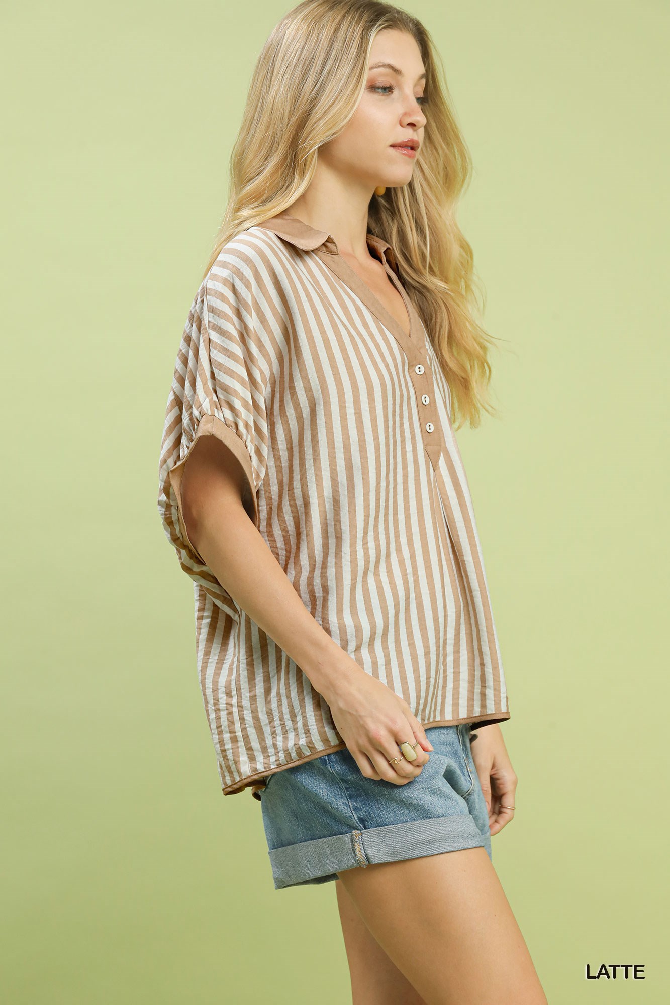 Stripe Collared Oversized Top, image 5