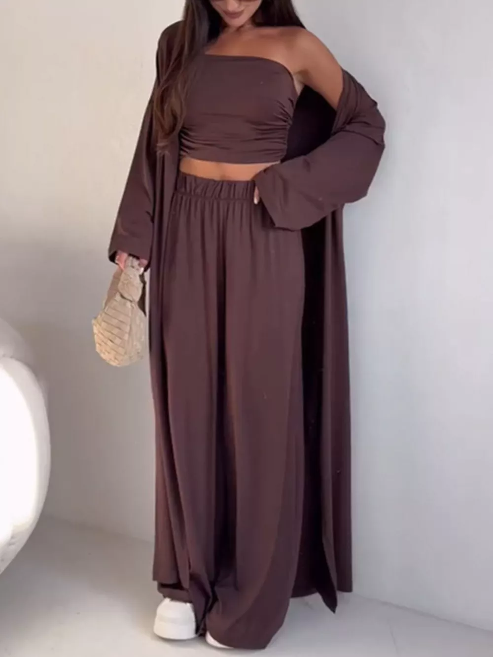 Tube Top & Cardigan & Pants Three Piece Set, image 13
