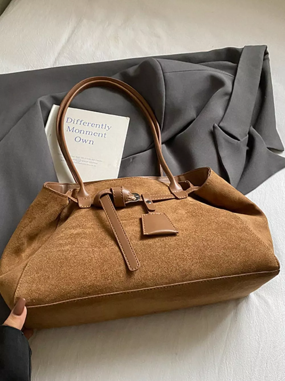 Lightweight Suede Shoulder Bag, image 14