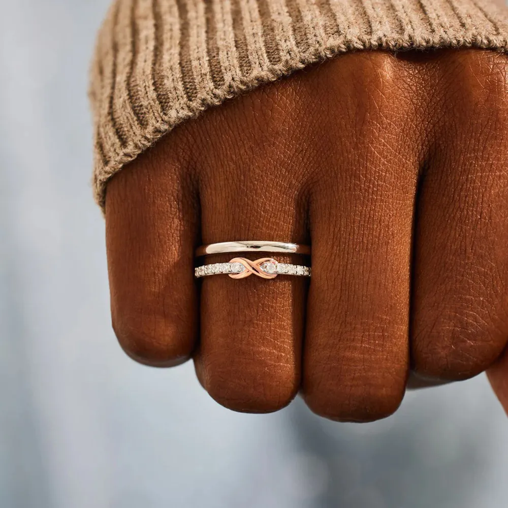 Double-Layered Zircon 925 Sterling Silver Ring, image 2