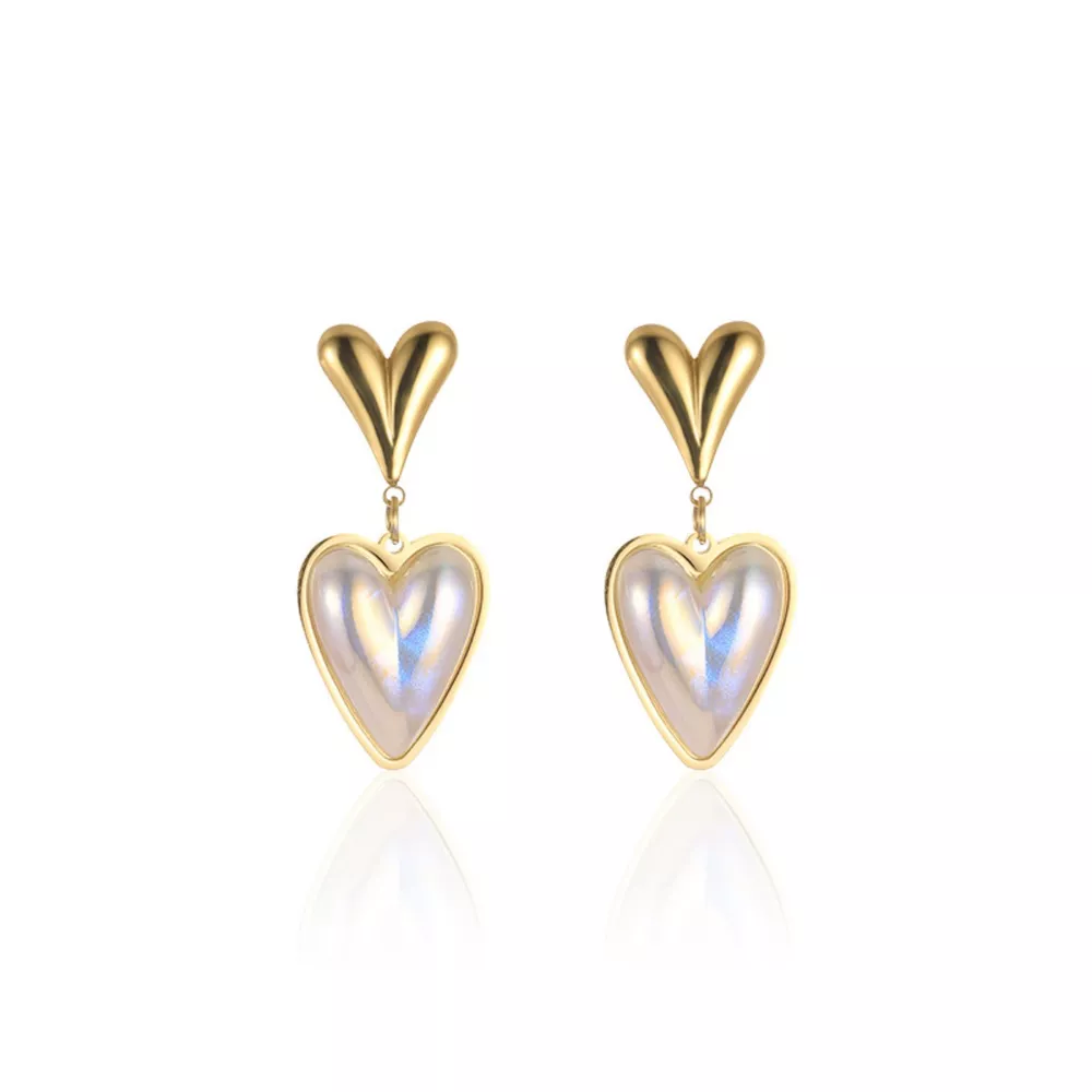 Heart-Shaped Pearl Drop Earrings, image 9