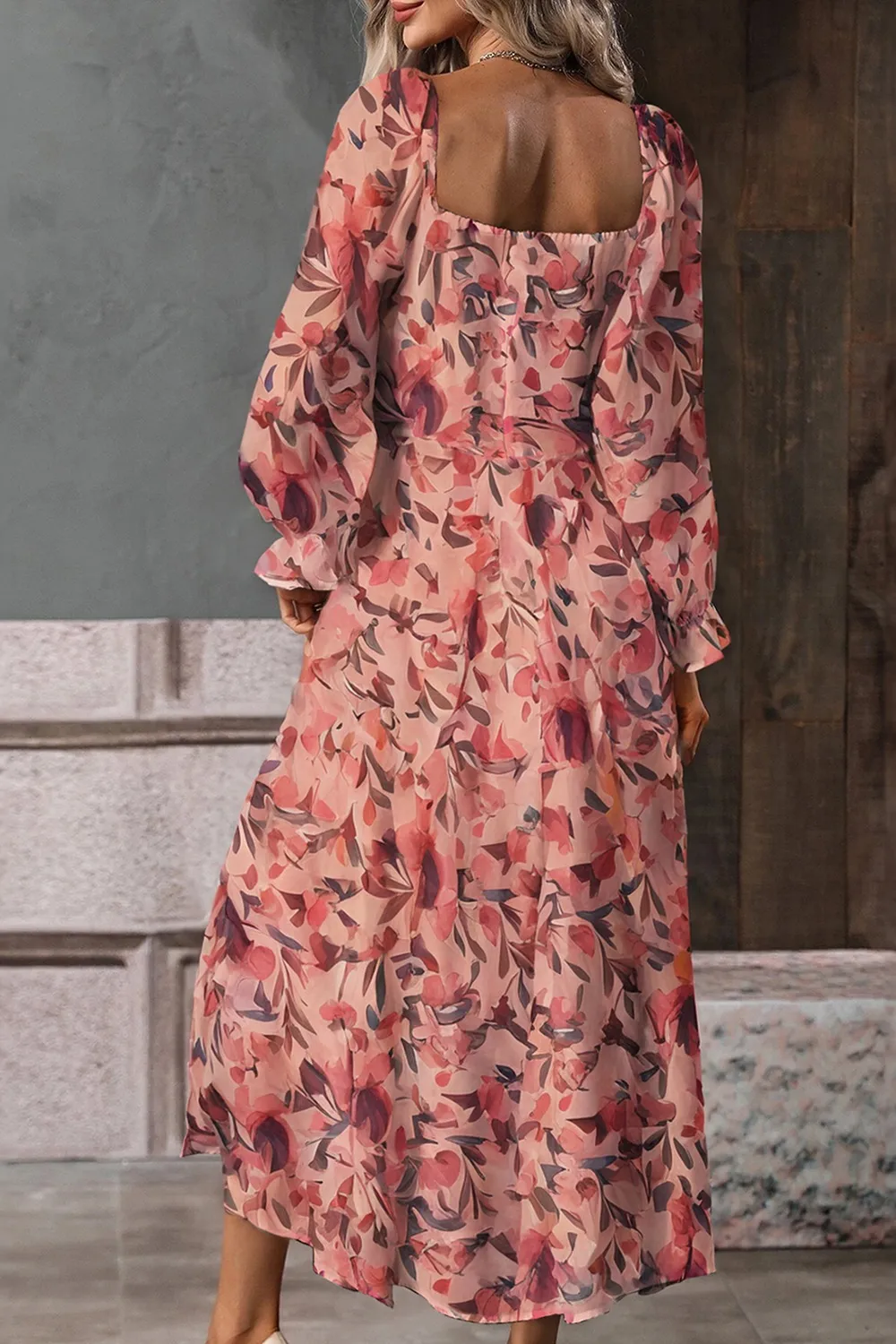 Floral Print Flounce Sleeve Midi Dress, image 21