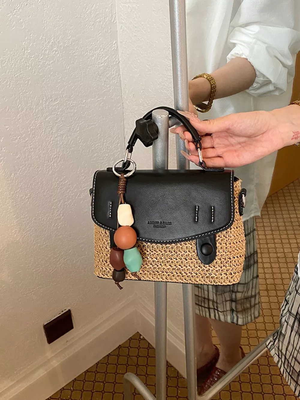Two-Tone Woven Crossbody Bag, image 7