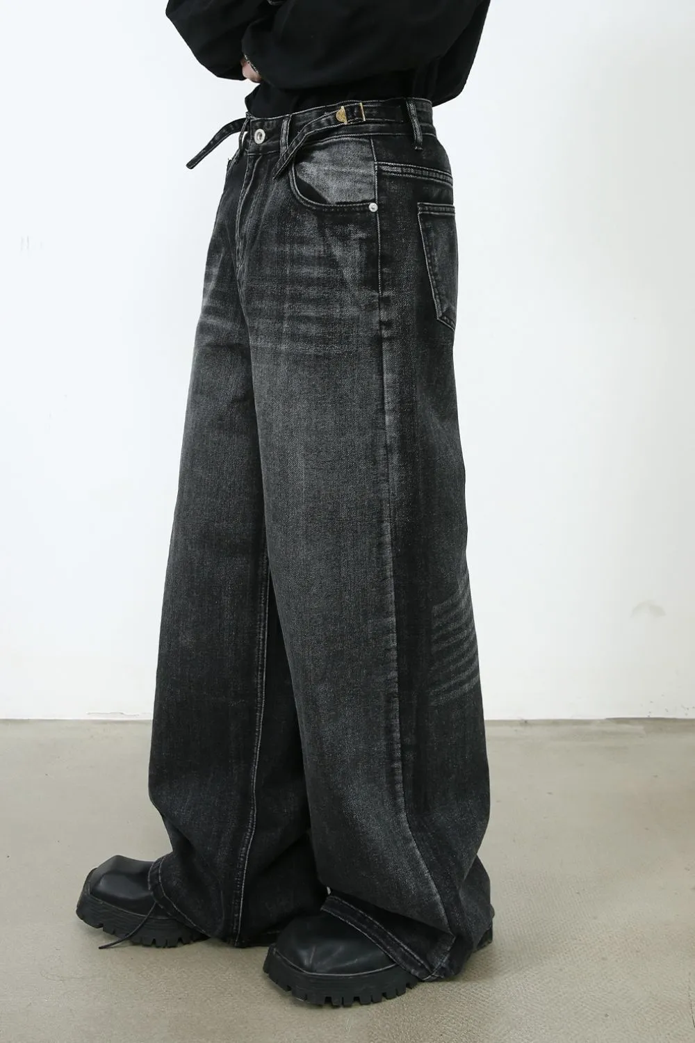 Men's Wide Leg Jeans with Pockets, image 4