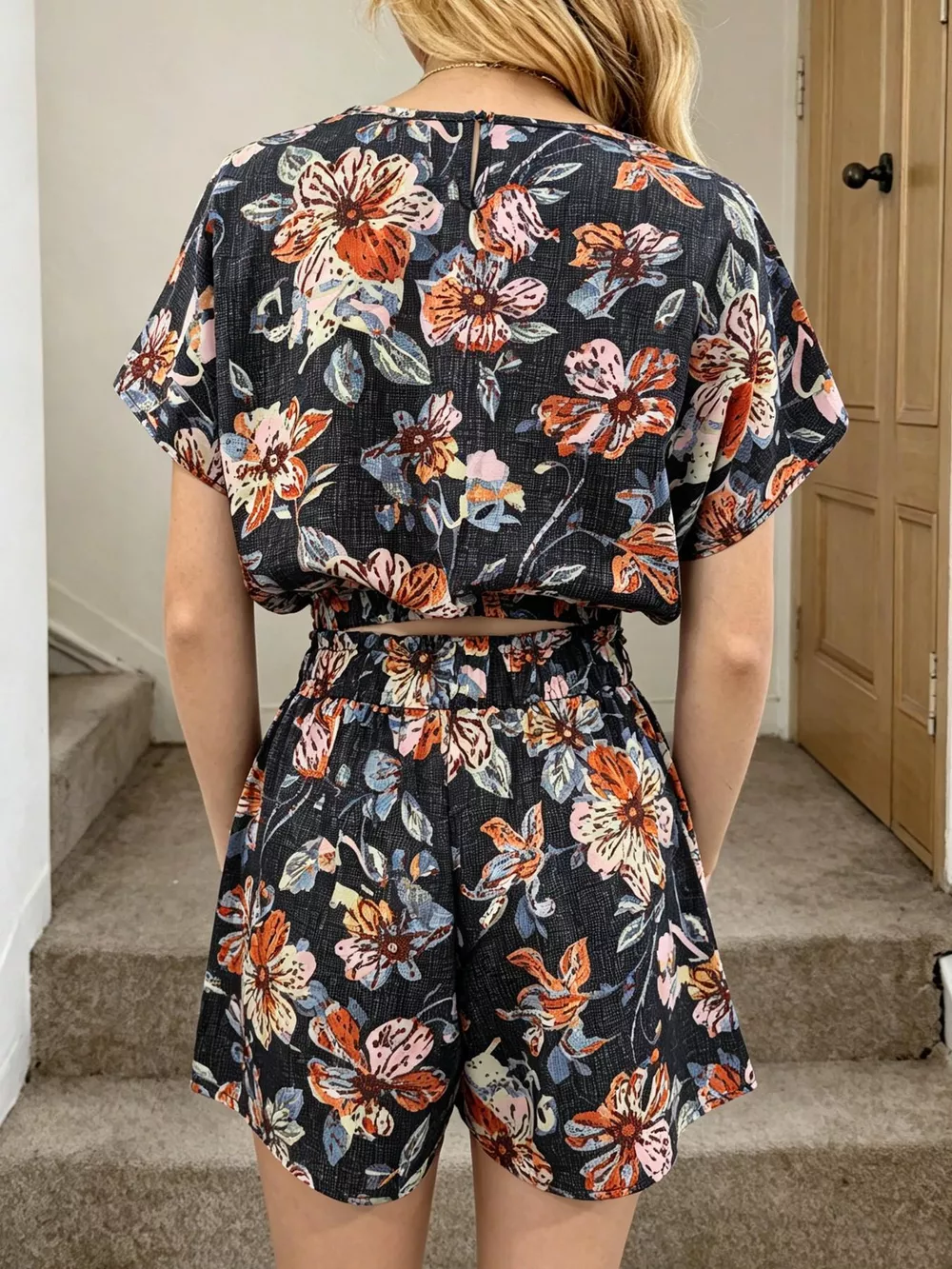 Floral Print Crop Top and Shorts Set, image 4