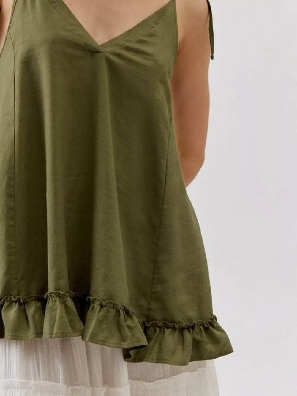 Tie-Strap Ruffle Hem Cami, image 6