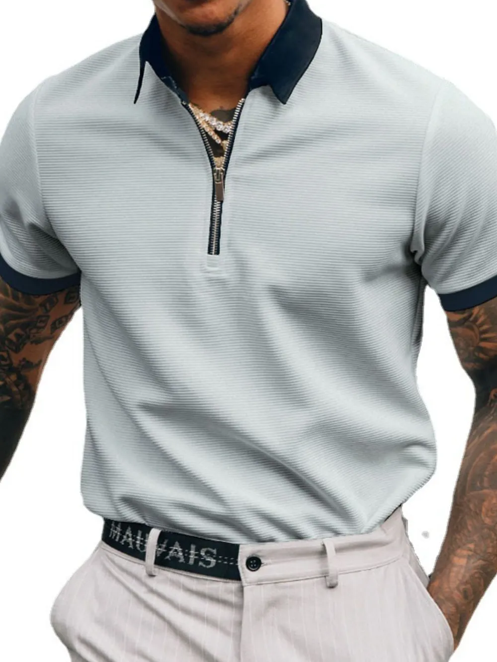 Men's Full Size Collared Neck Short Sleeve Polo Plus Size, image 4