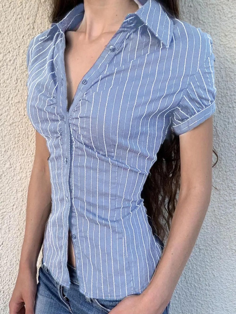 Striped Button-Down Collared Neck Shirt, image 5