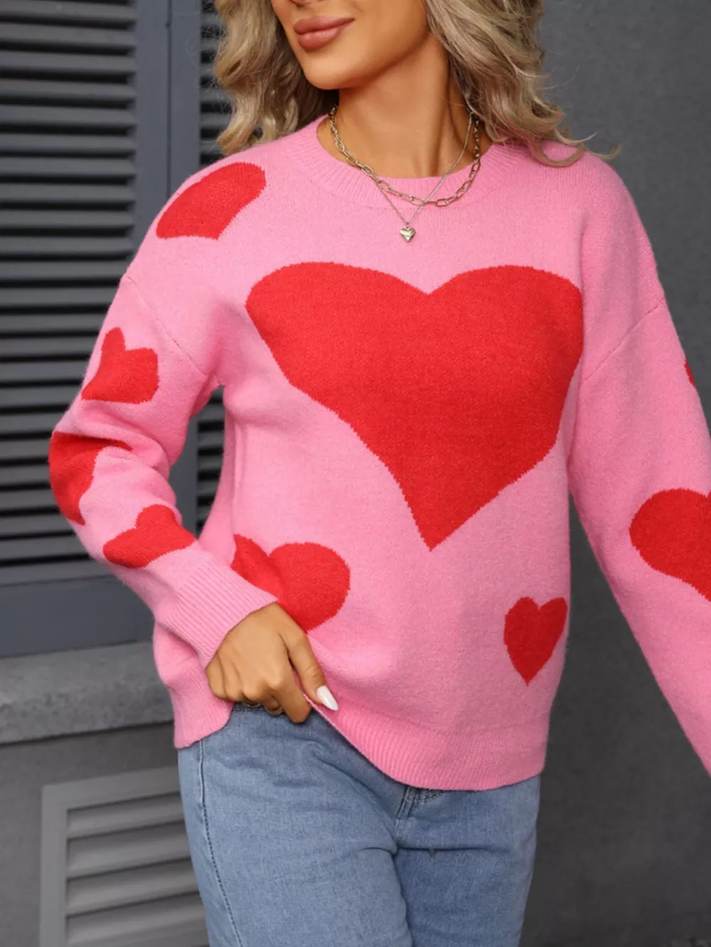 Valentine's Day Heart Crew Neck Sweater, image 10