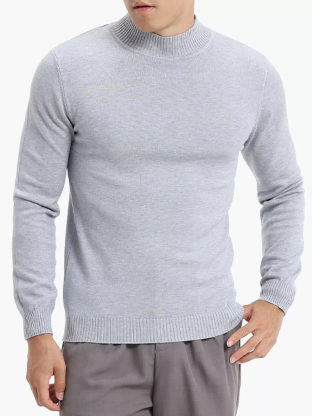 Men's Plus Size Mock Neck Slim Fit Knit Top, image 2