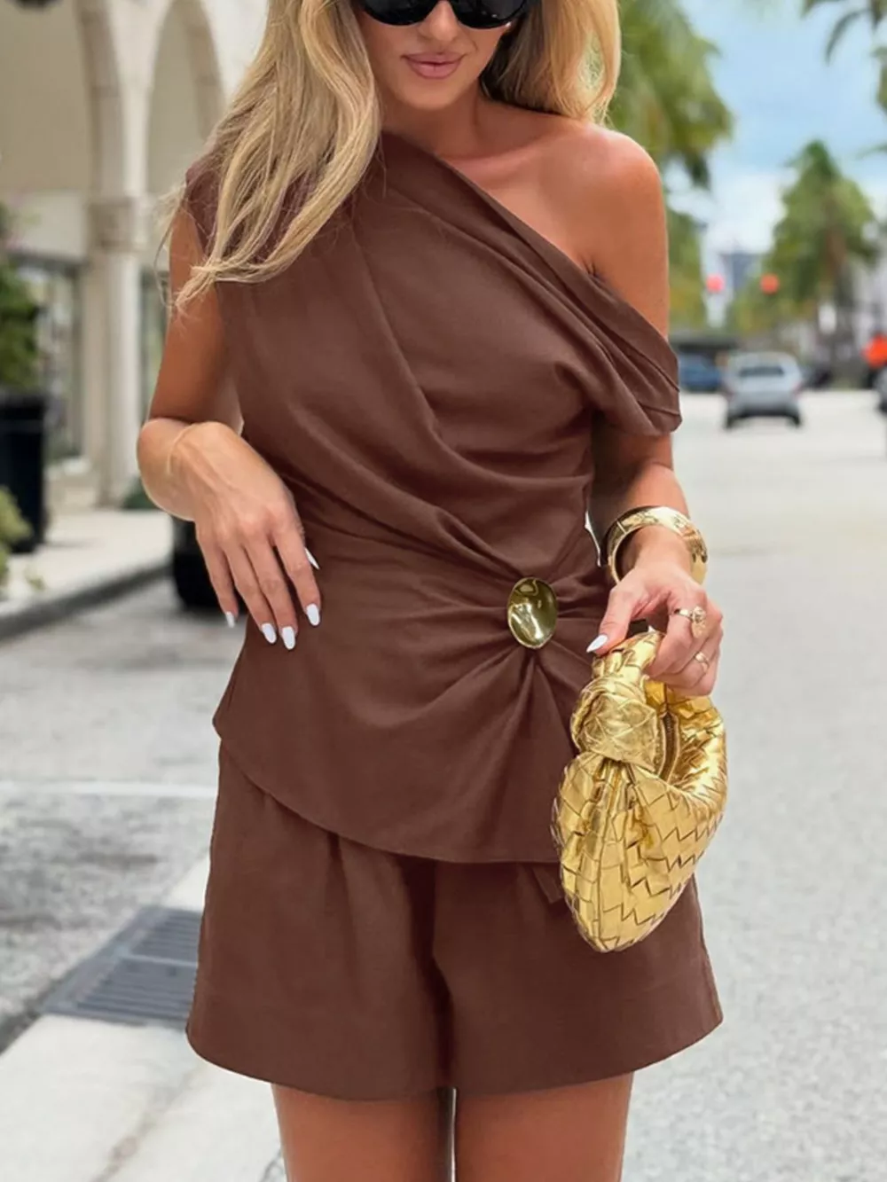 One-Shoulder Top and Shorts Set, image 6