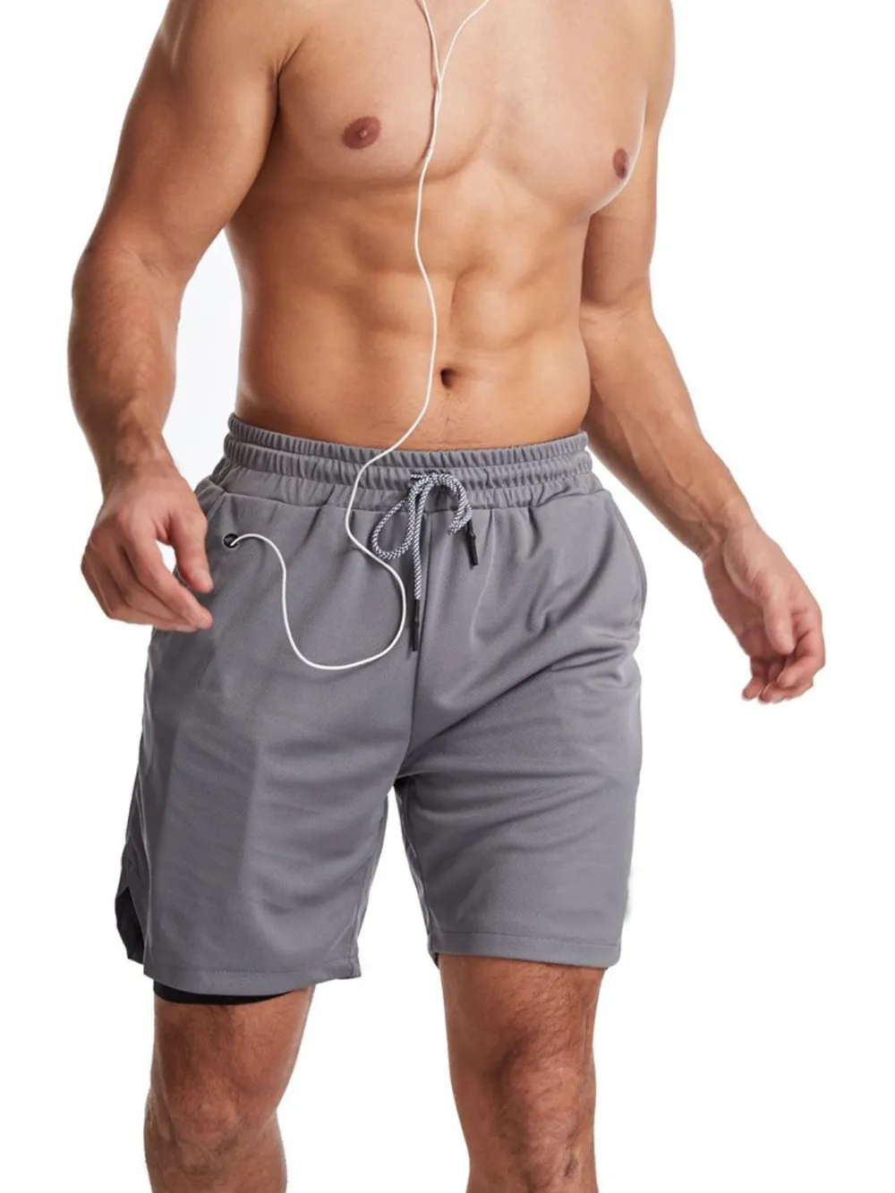 Men's Plus Size Drawstring Active Shorts with Pockets, image 2