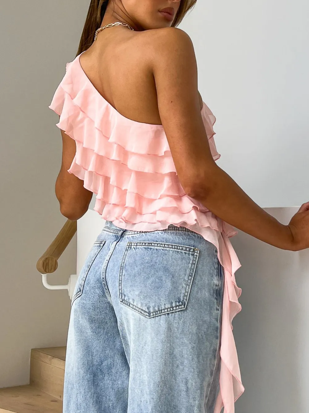 Layered Ruffled One Shoulder Tank, image 9
