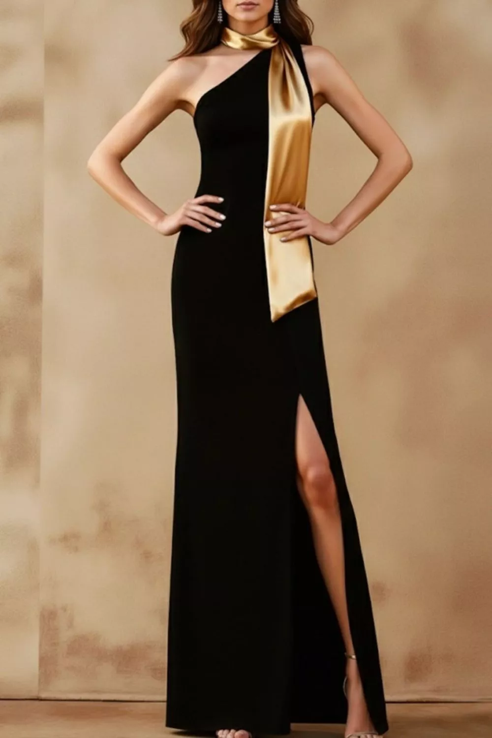 One-Shoulder Slit Maxi Dress, image 4