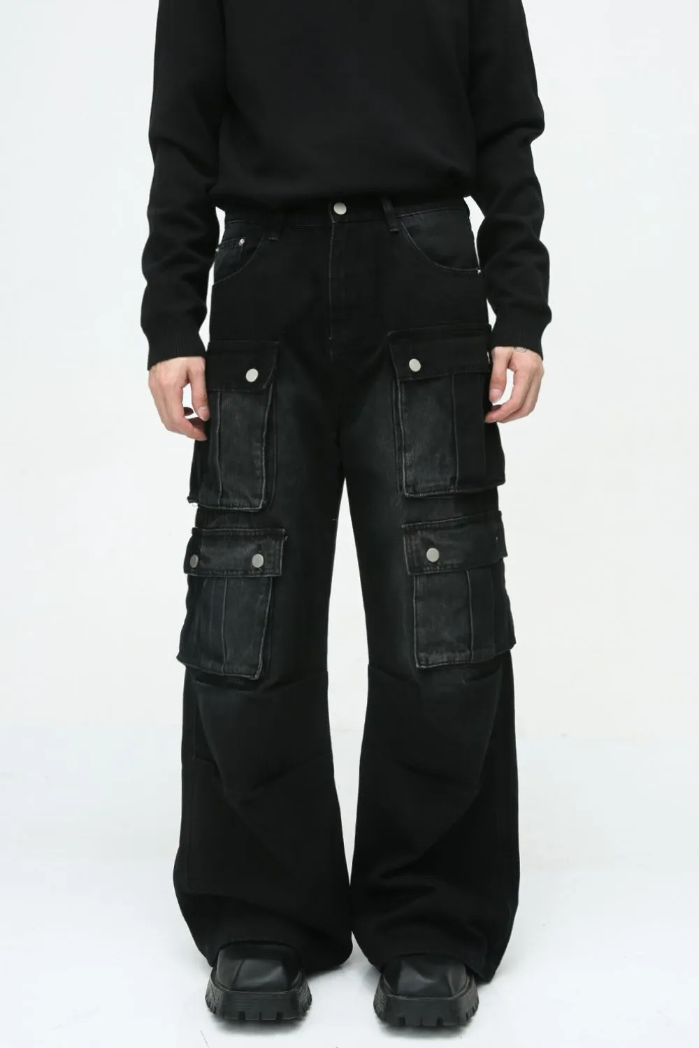 Multi-Pocket Cargo Wide-Leg Jeans, image 2