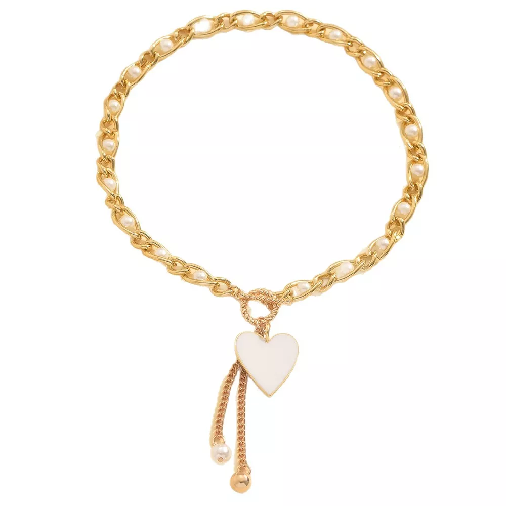 18K Gold-Plated Pearl Heart Necklace, image 4