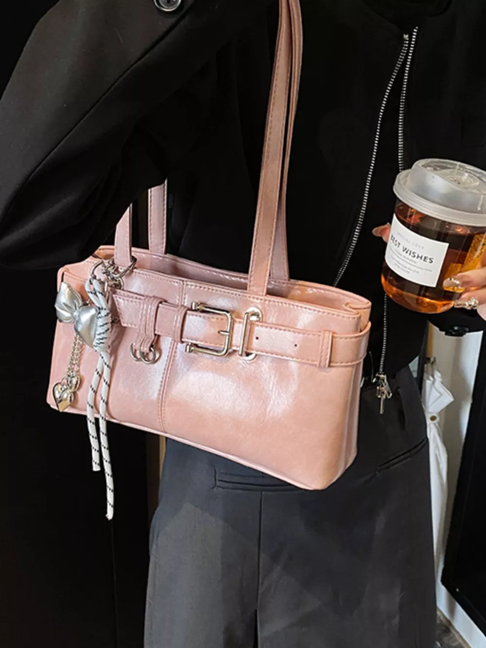 Buckle Decor Shoulder Bag, image 9