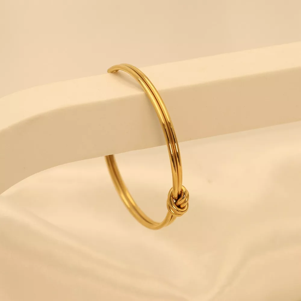 18K Gold-Plated Knot Open Bracelet, image 10