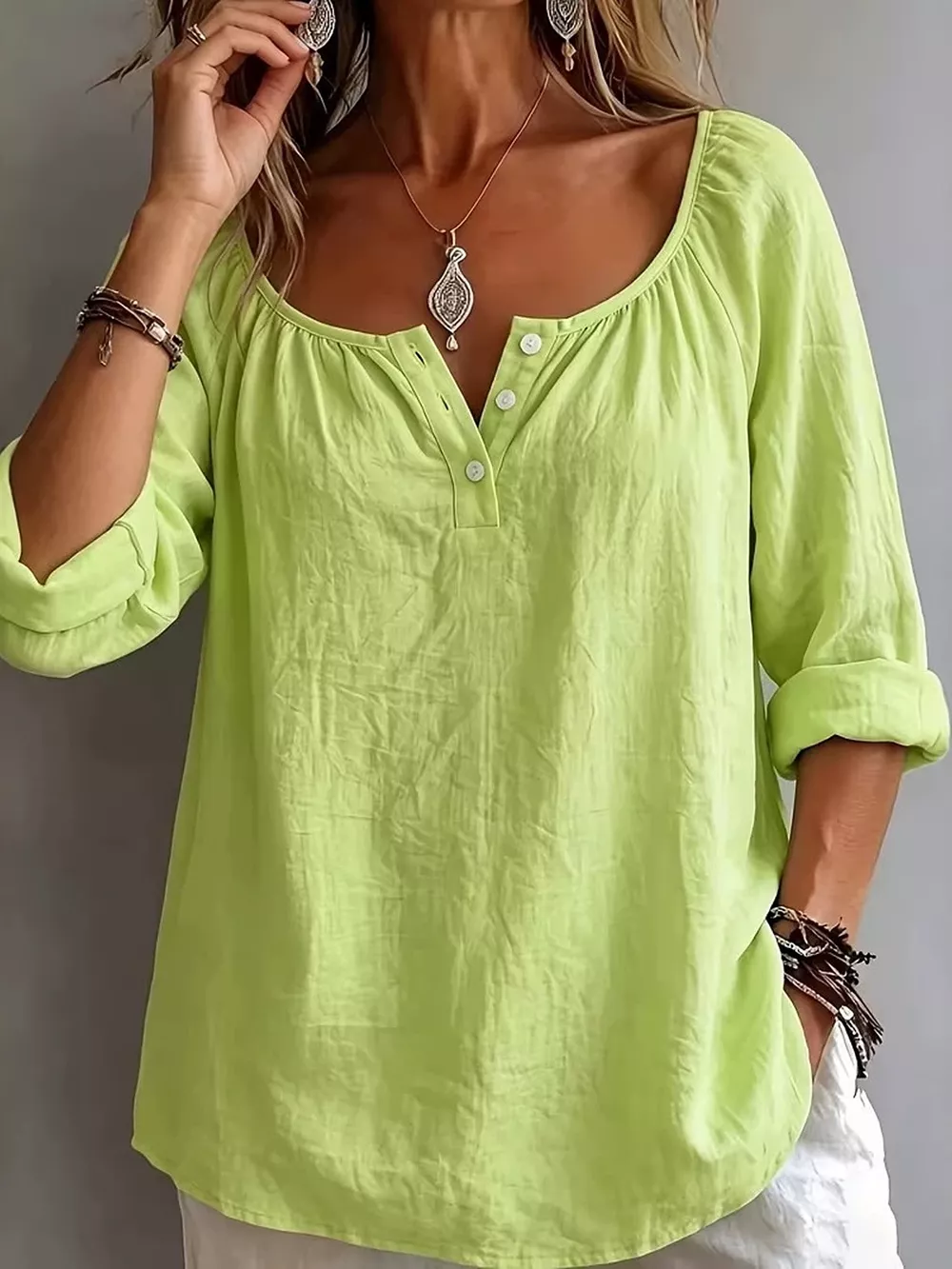 Button Detail Long Sleeve Top, image 10