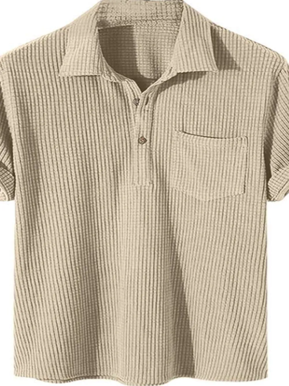 Men's Full Size Waffle-Knit Short Sleeve Polo Plus Size, image 5