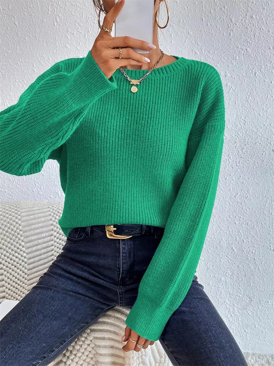 Ribbed Knit Dropped Shoulder Sweater, image 13