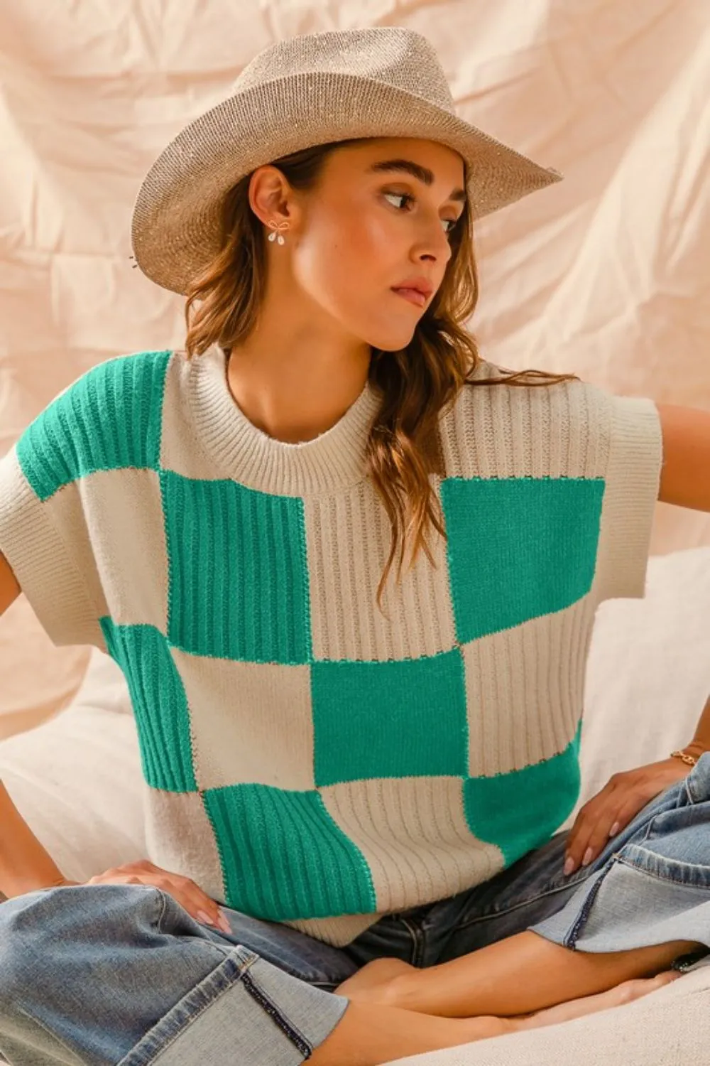Check Plaid Casual Sweater Top