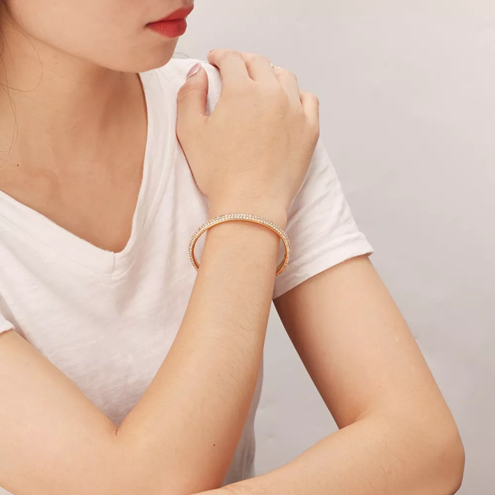 18K Gold-Plated Copper Zircon Open Bracelet