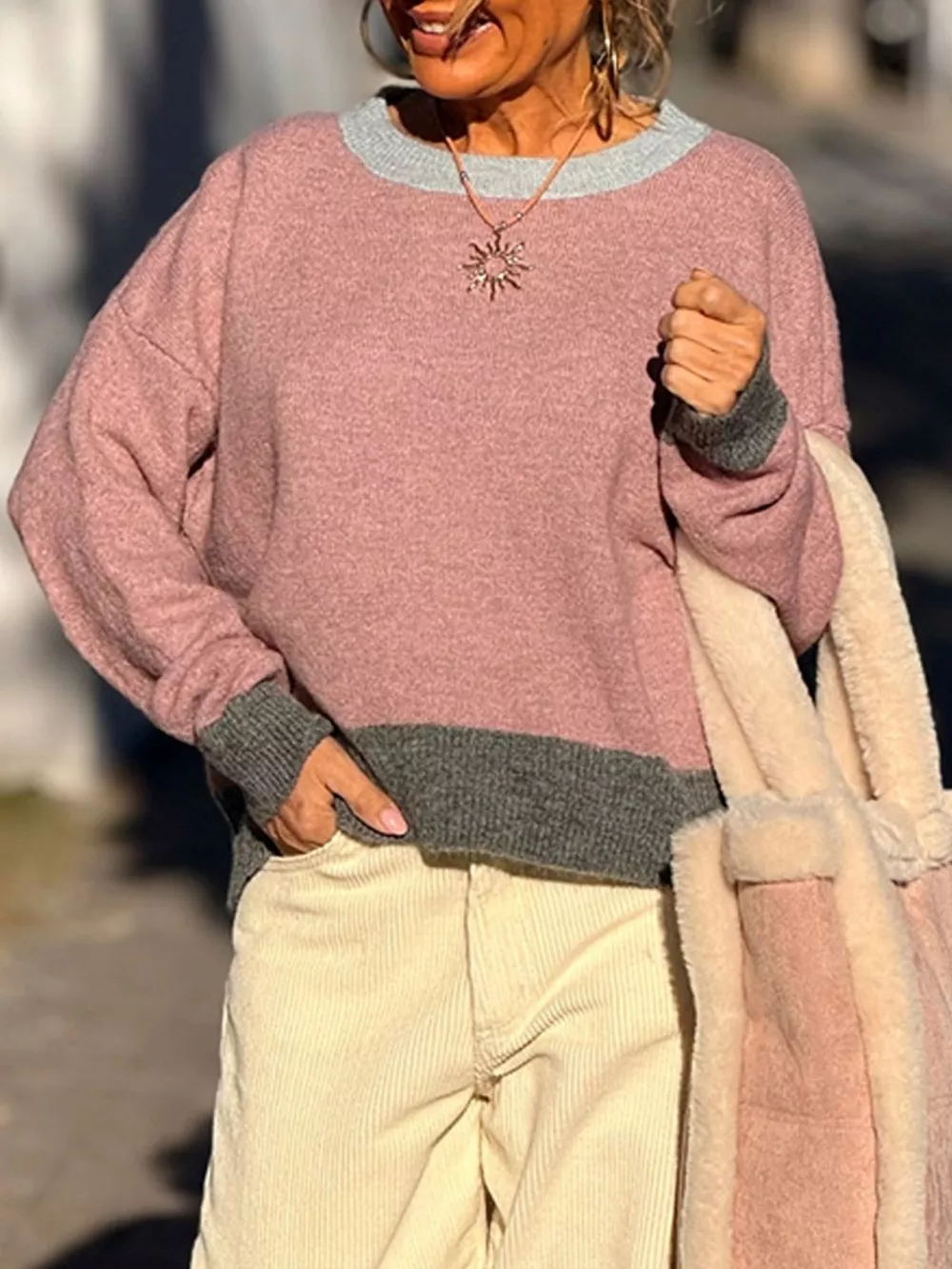 Contrast Trim Crew Neck Sweater, image 14