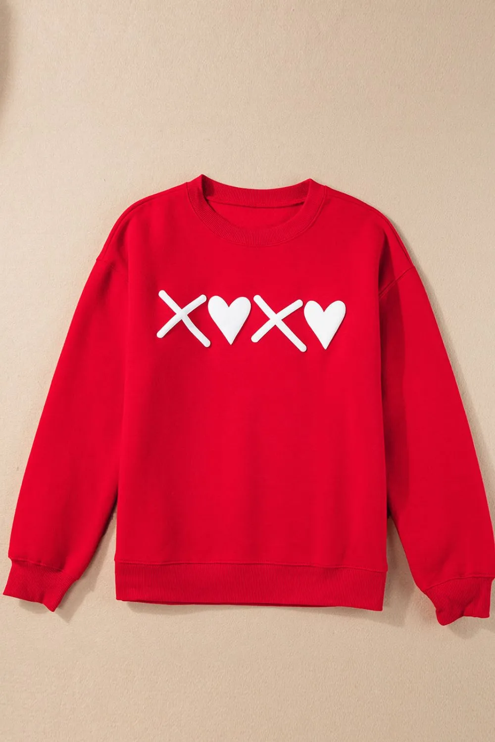 Valentine’s Day XOXO Round Neck Drop Shoulder Sweatshirt, image 9