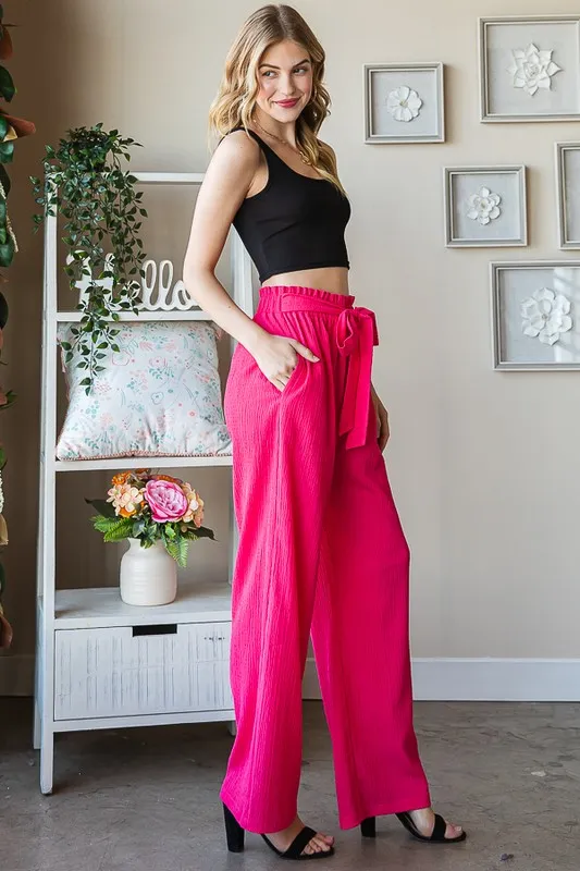 Full Size Front Tie Pants with Paperbag Waistband Plus Size, image 8