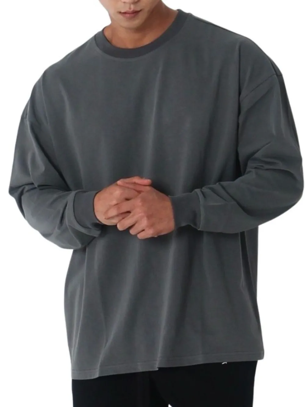 Men's Plus Size Round Neck Long Sleeve T-Shirt, image 3