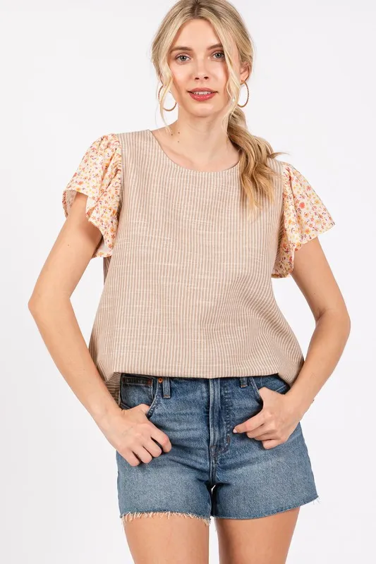 Ces Femme Round Neck Floral Short Sleeve Top, image 3
