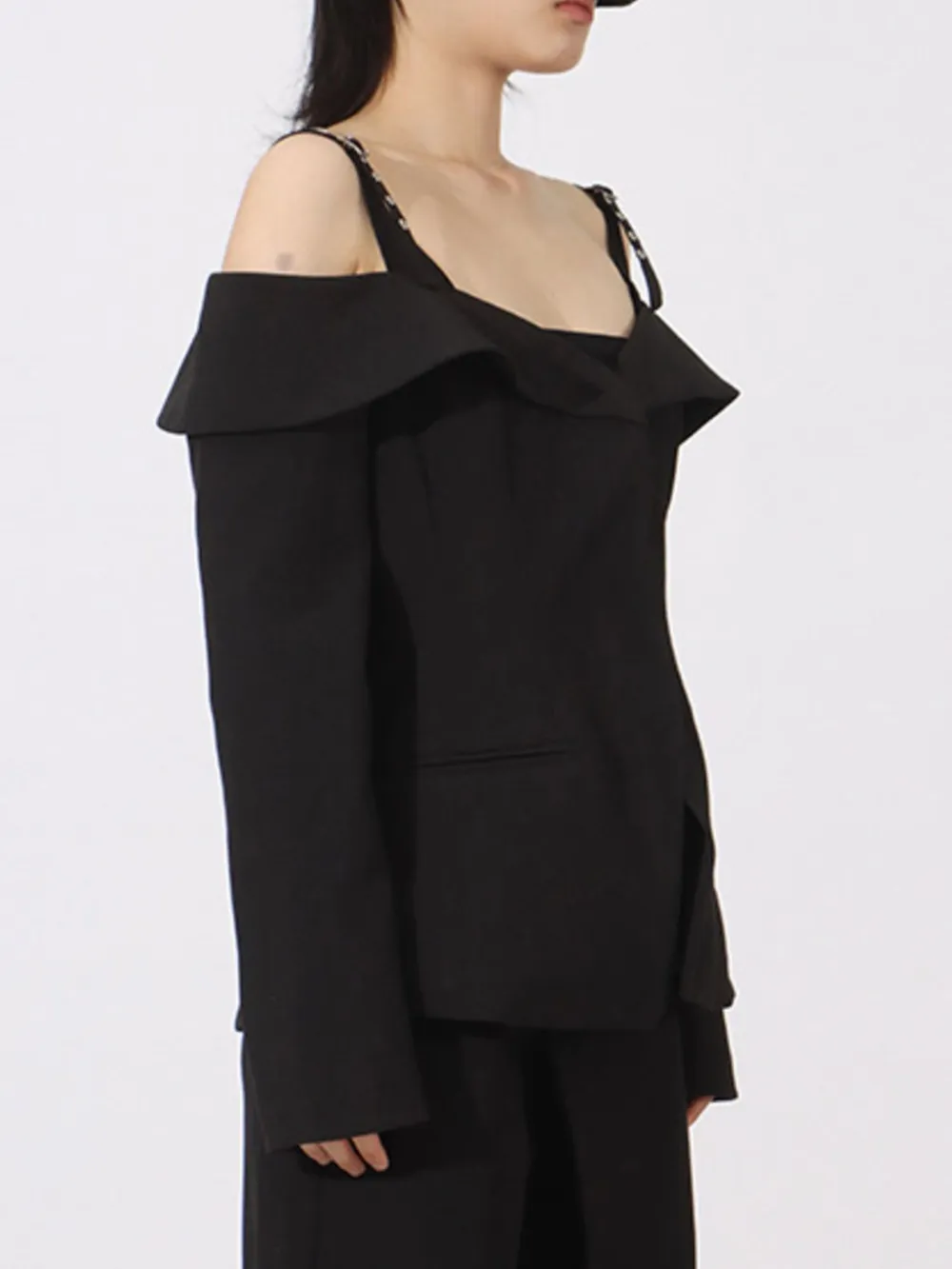 Ruffled Cold Shoulder Long Sleeve Outerwear, image 7
