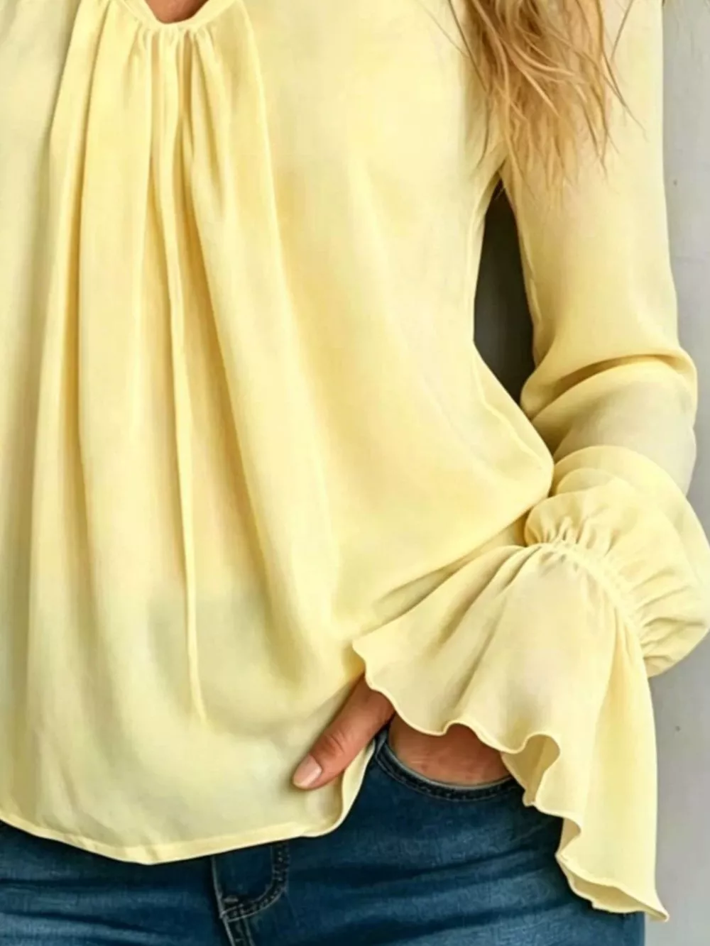 V-Neck Flounce Sleeve Blouse, image 5