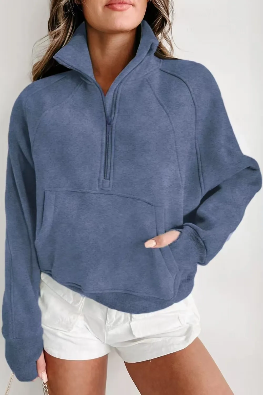 Half Zip Long Sleeve Sweatshirt, image 2