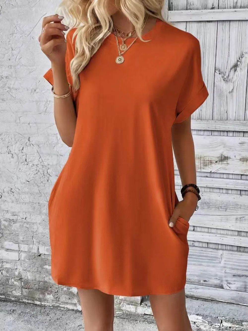 Short Sleeve Mini Tee Dress with Pockets, image 13