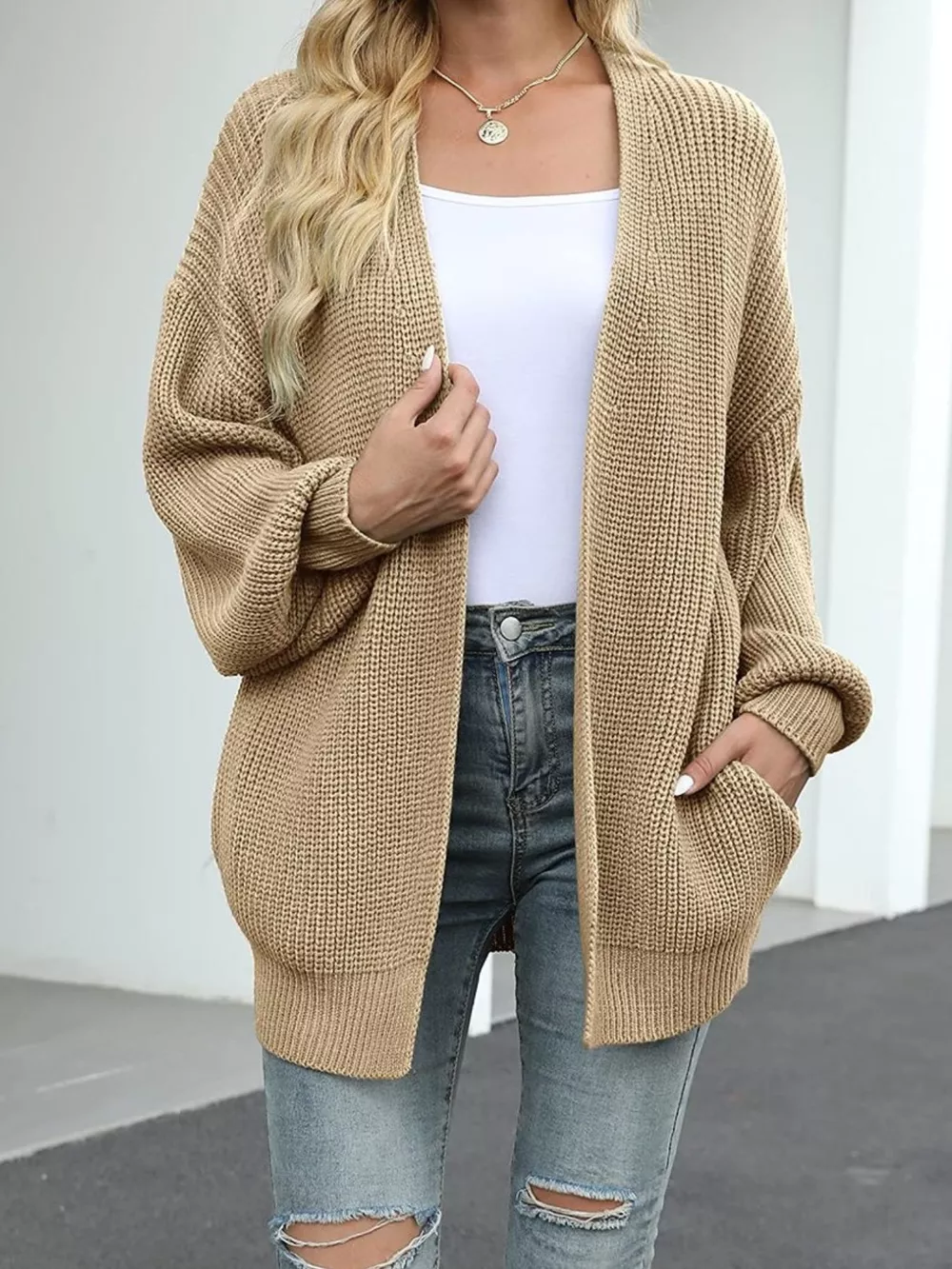 Open-Front Chunky Knit Cardigan, image 3