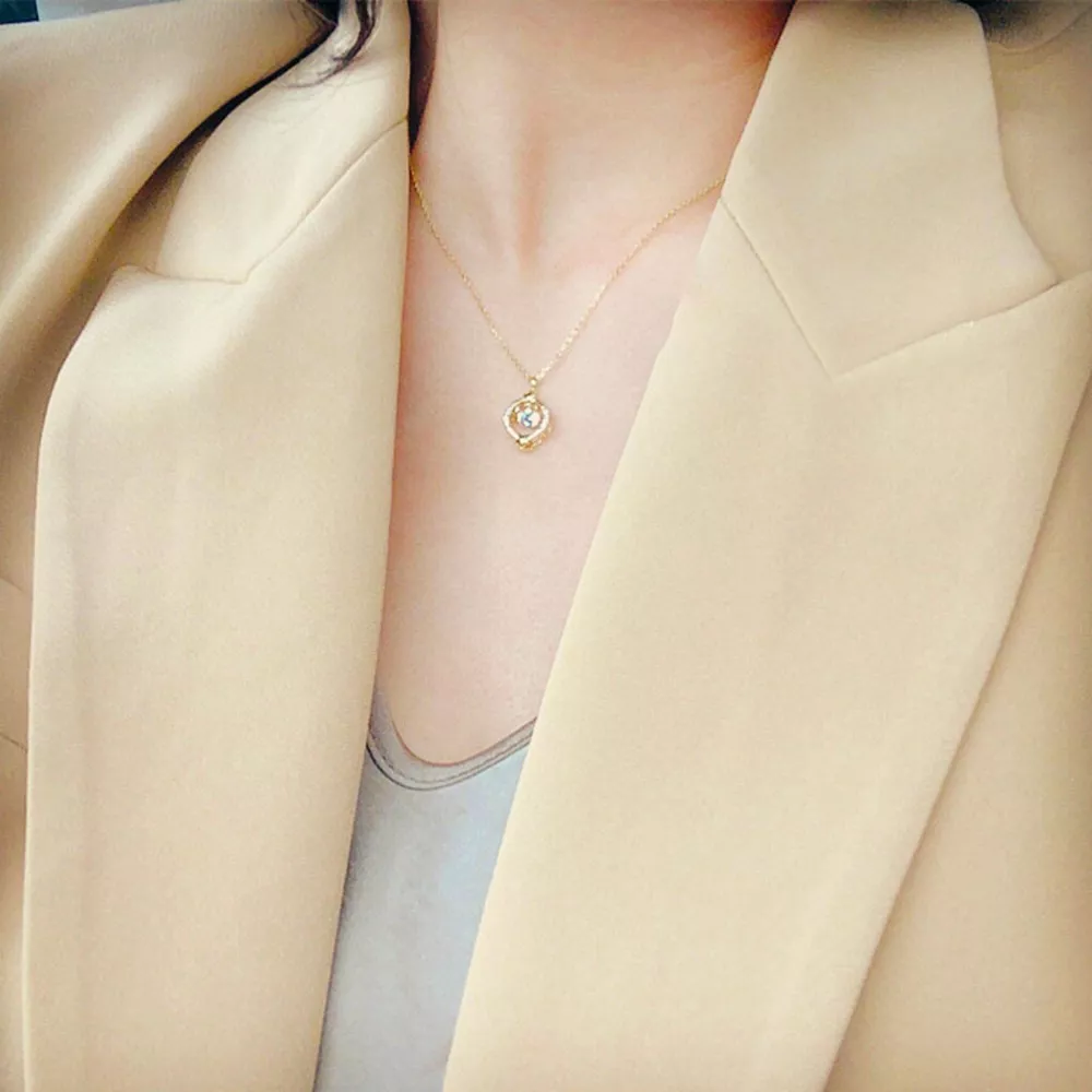 18K Gold-Plated Zircon Star Circle Pendant Necklace, image 5