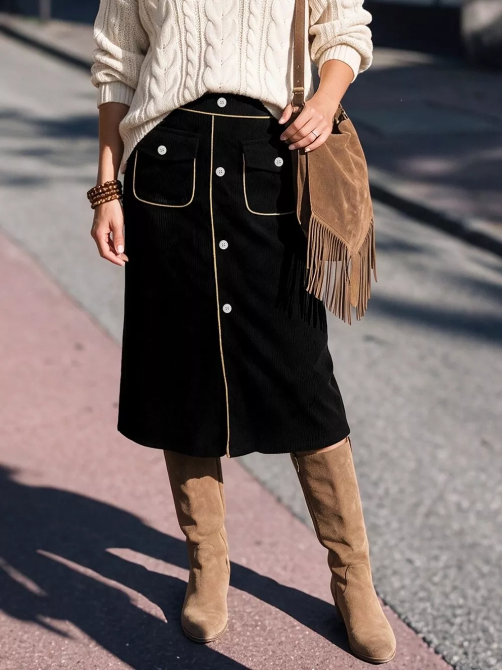 Corduroy Midi Skirt, image 3