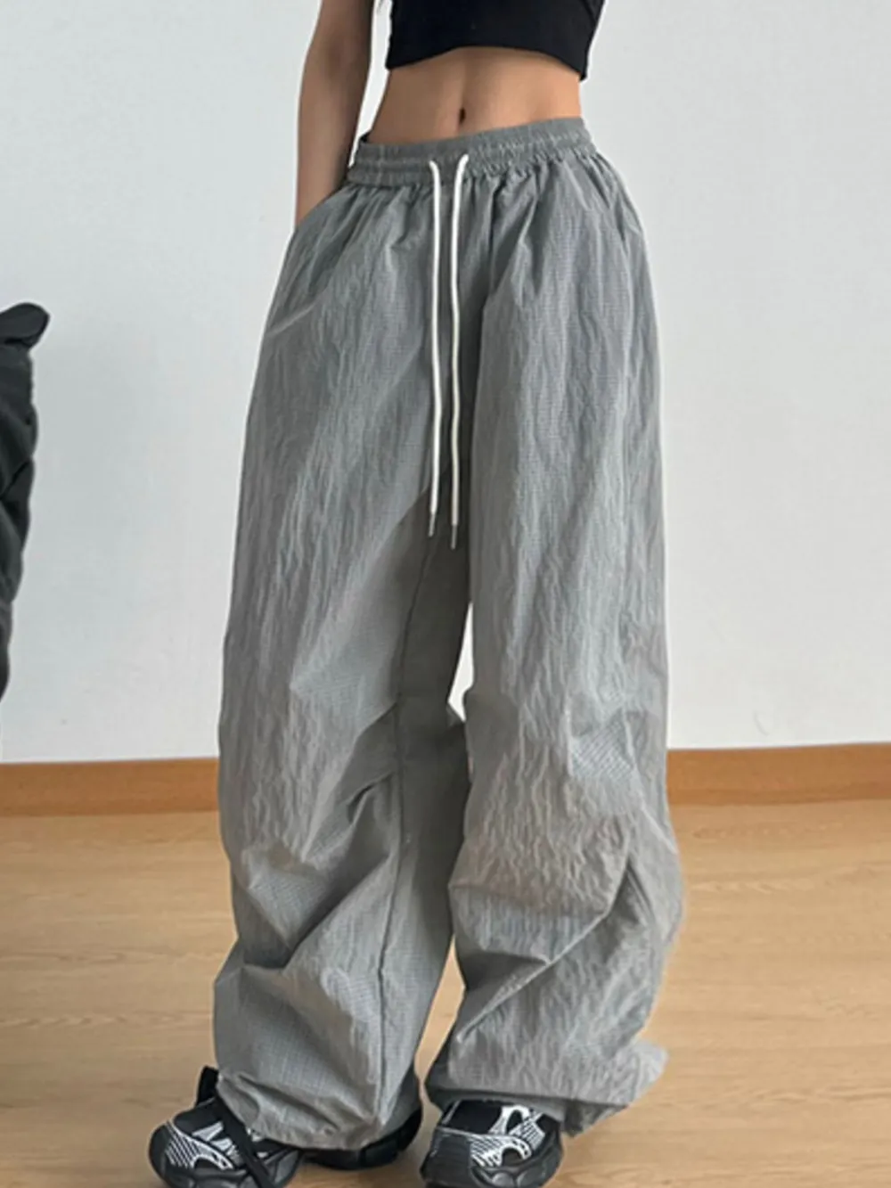 Wide Leg Drawstring Casual Pants, image 2