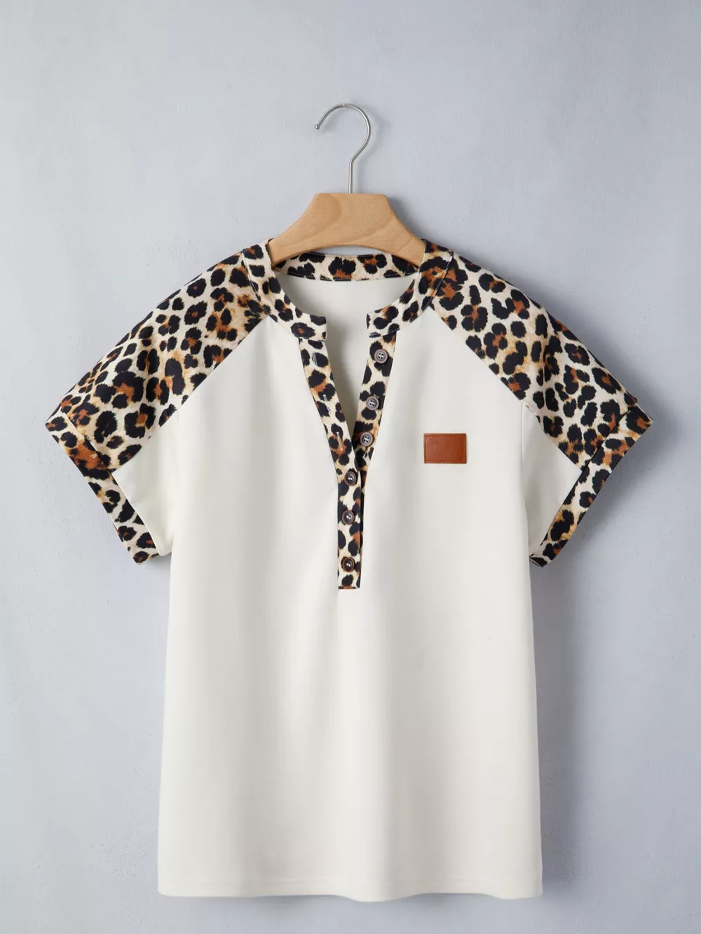 Leopard Print Raglan Sleeve Blouse, image 9