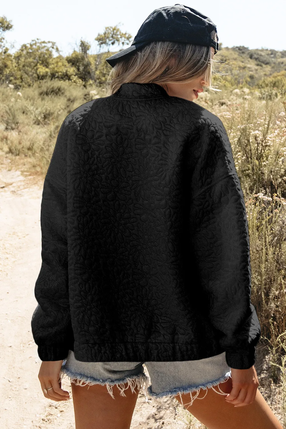 Baseball Collar Floral Quilted Jacket, image 21