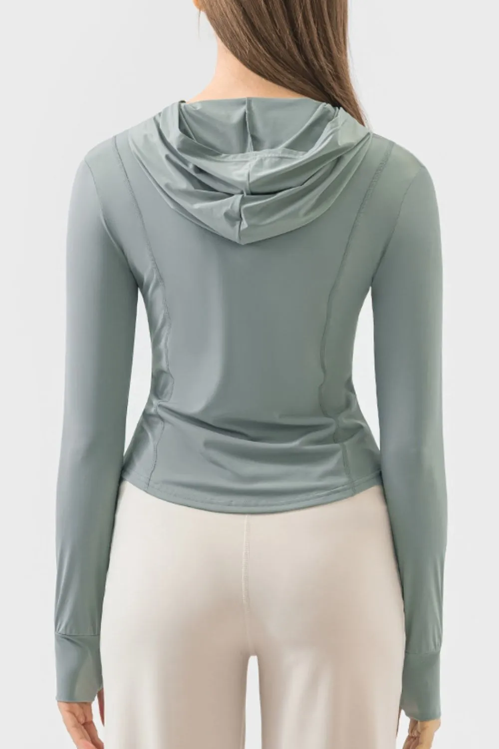 Pocketed Zip Up Hooded Long Sleeve Active Outerwear, image 16